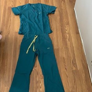 Dark teal scrubs